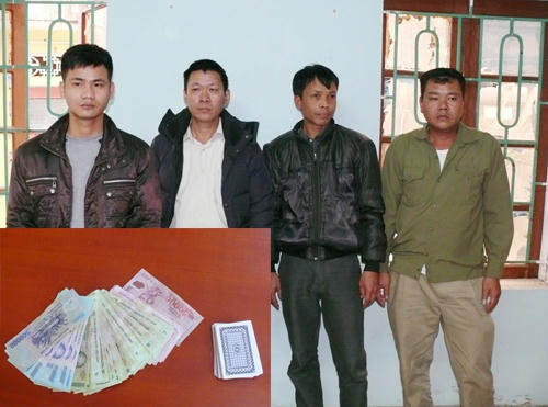 Cơ quan điều tra đã khởi tố vụ án và bắt tạm giam 4 đối tượng đánh bạc. (Ảnh: Công an Thanh Hóa cung cấp).