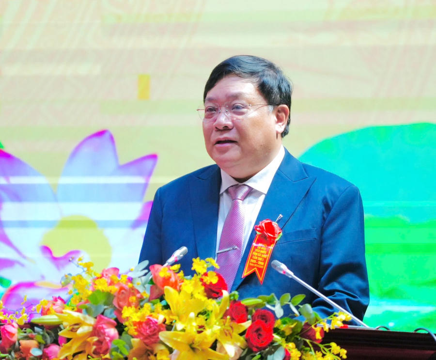Ông Phạm Thành Ngại – Phó Bí thư Tỉnh ủy, Chủ tịch UBND tỉnh Cà Mau, Chủ tịch Hội đồng Thi đua – Khen thưởng tỉnh, phát biểu khai mạc Đại hội.