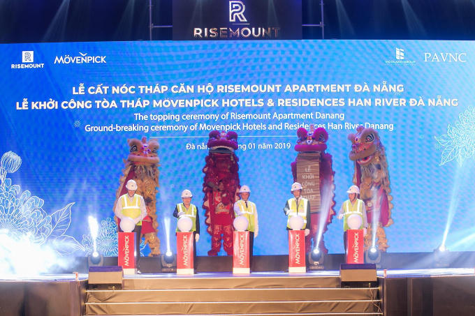 Lễ cất nóc tòa tháp Risemount Apartment cũng như khởi công tòa nhà Movenpick.
