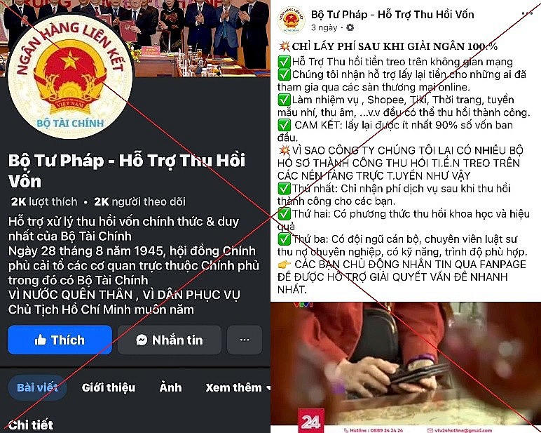 Cảnh báo facebook giả mạo Bộ Tư pháp.