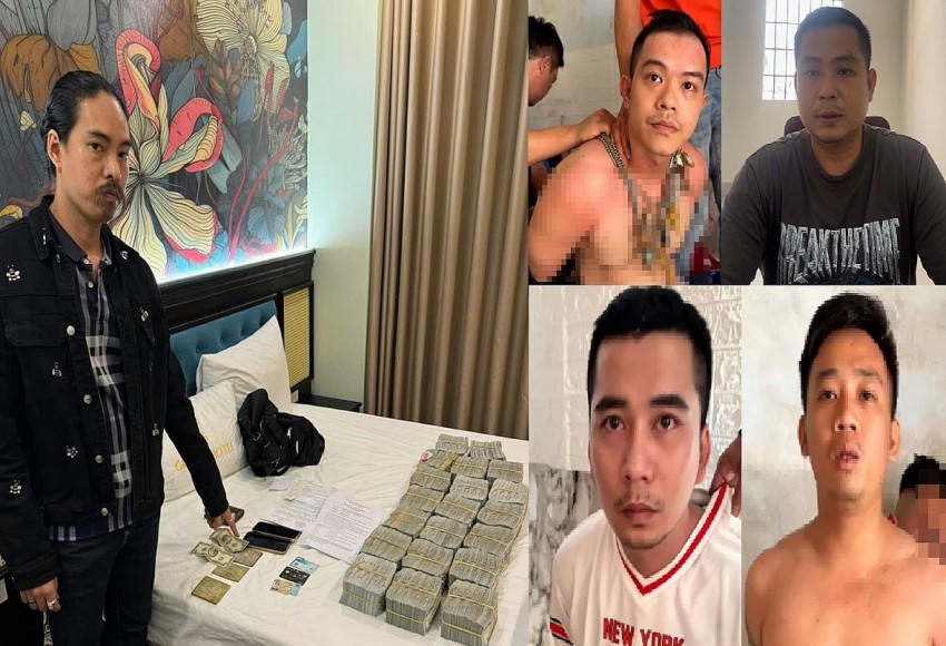 Các đối tượng cùng tang vật vụ án