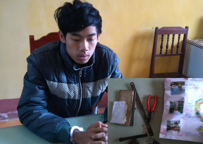 Đối tượng Sơn và tang vật thu được.