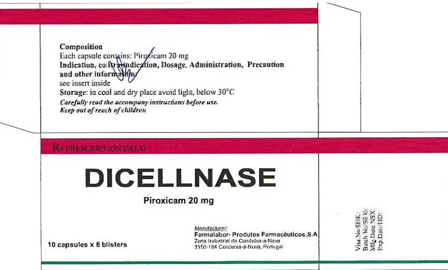 Viên nang cứng DICELLNASE (Piroxicam 20mg), số lô D1072 bị cơ quan chức năng thu hồi.