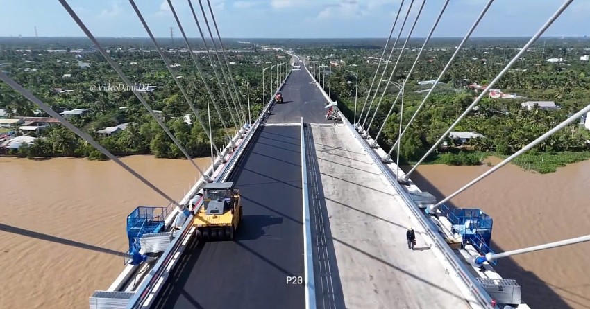 Dự án cầu Rạch Miễu 2 đã hoàn thành hơn 96,5% khối lượng, với tiến độ vượt kế hoạch gần 6 tháng. Ảnh: DanhĐT