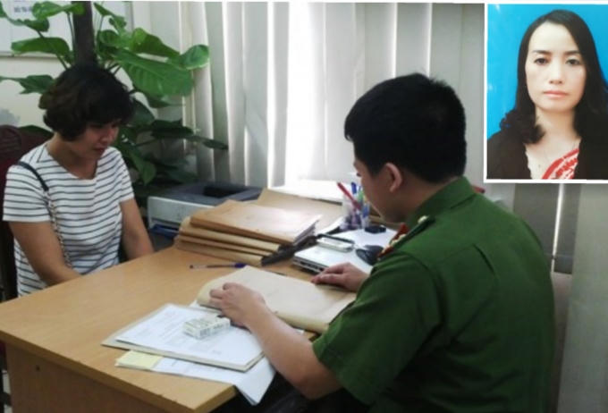 Đối tượng Vũ Thị Hương tại CA Q. Đống Đa cùng Nguyễn Thị Thanh Nhàn (ảnh nhỏ).