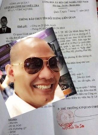Chân dung nghi phạm Lê Phú Cự  và “Thông báo truy tìm đối tượng liên quan” được cơ quan điều tra  xác nhận vẫn còn hiệu lực.