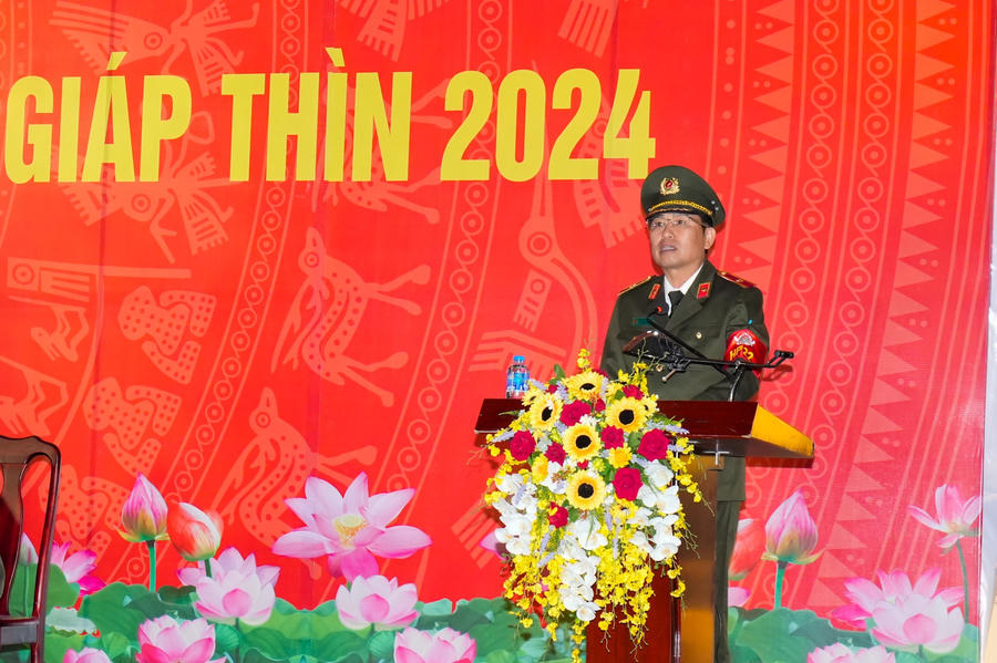 Thiếu tướng Vũ Thanh Chương, Giám đốc Công an thành phố phát biểu chỉ đạo tại buổi lễ