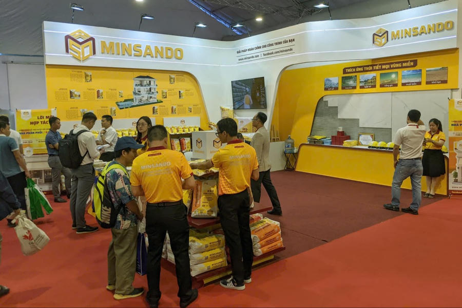 Gian hàng trưng bày của MINSANDO tại Vietbuild TP. Hồ Chí Minh 2024.