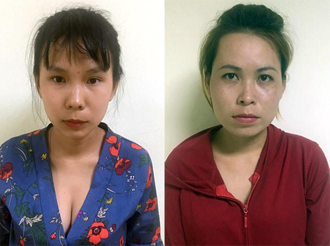 Chân dung hai má mì Phương và Lan tại cơ quan Công an.