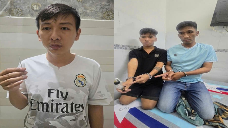 Các đối tượng Nguyễn Văn Đại, Phạm Sơn Ca và Danh Hữu Trí (từ trái sang phải).