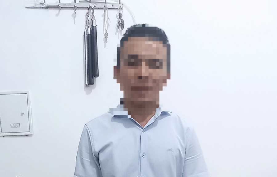 Đối tượng La Văn Hương tại cơ quan công an