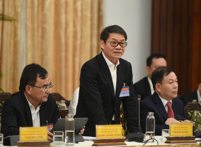 Ông Trần Bá Dương, Chủ tịch Tập đoàn THACO: DN phát triển thì đất nước phát triển. Những chia sẻ, trao đổi hôm nay, THACO sẽ cam kết thực hiện. Ảnh: VGP/Quang Hiếu