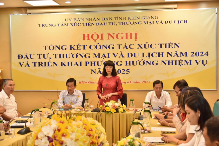 Bà Quảng Xuân Lụa – Giám đốc Trung tâm xúc tiến, đầu tư, thương mại và du lịch Kiên Giang phát biểu.