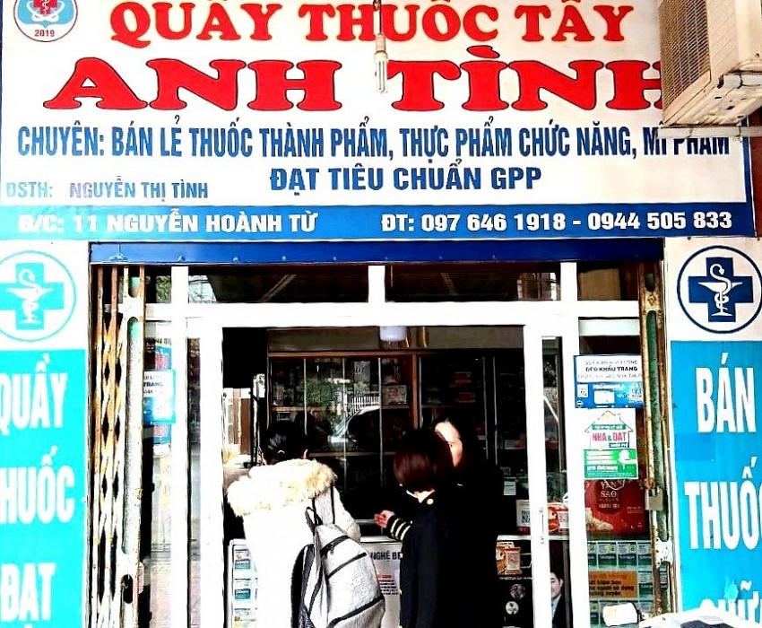 Quầy thuốc Anh Tình ở TP Hà Tĩnh bị đình chỉ hoạt động vì chưa hoàn thiện thủ tục pháp lý theo quy định. Nguồn: Sở Y tế Hà Tĩnh