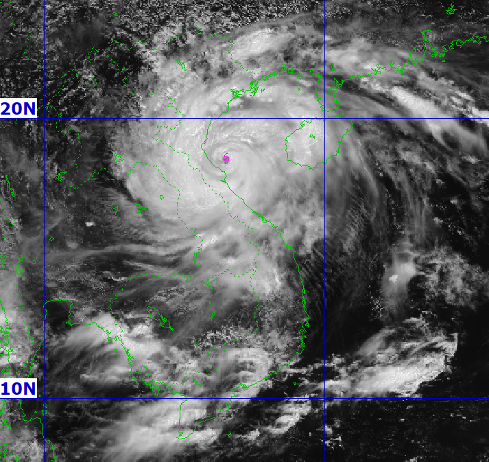Vị trí tâm bão BÃO SỐ 5 (LÚC 12 GIỜ NGÀY 25/8)