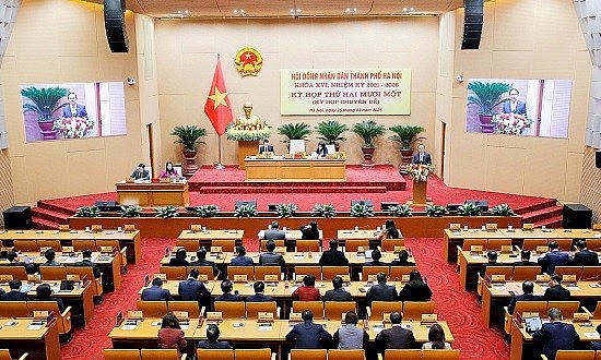 Khai mạc kỳ họp thứ 21 HĐND thành phố Hà Nội khóa XVI. (Ảnh dbndhanoi.gov.vn)