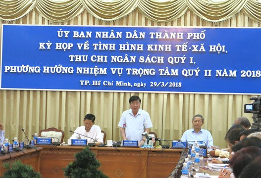 Lãnh đạo TP HCM chỉ đạo các đơn vị triển khai nhiều nhiệm vụ, công việc trong quý II/2018 và yêu cầu đảm bảo đúng tiến độ, thời gian.  (Ảnh: hochiminhcity.gov.vn)