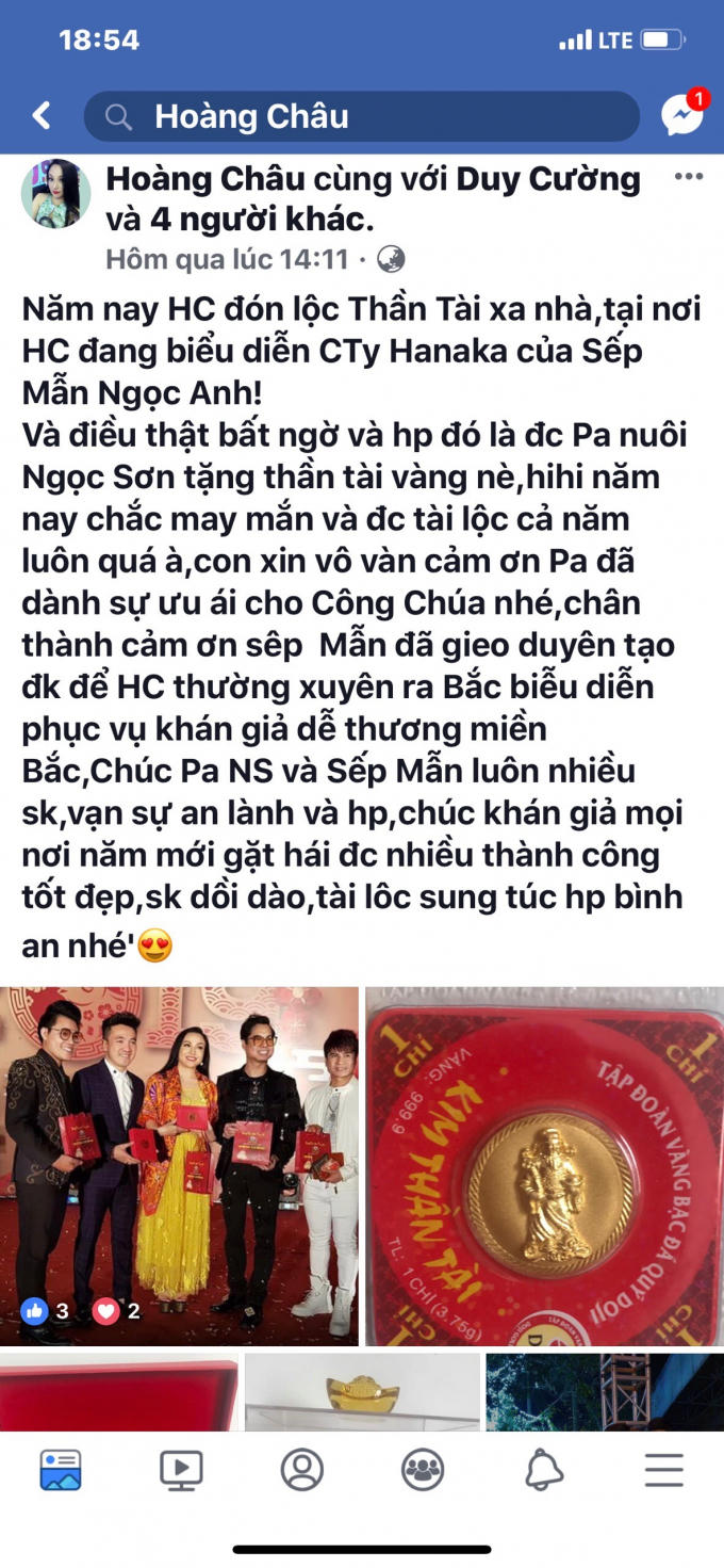 Nhiều nghệ sĩ gửi lời cảm ơn Ngọc Sơn với món quà bất ngờ này.
