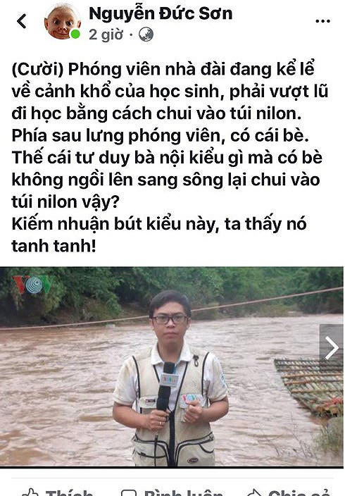 Một tài khoản facebook khác lên tiếng "dè bỉu" về thông tin VOV đăng tải (Ảnh chụp màn hình FB)