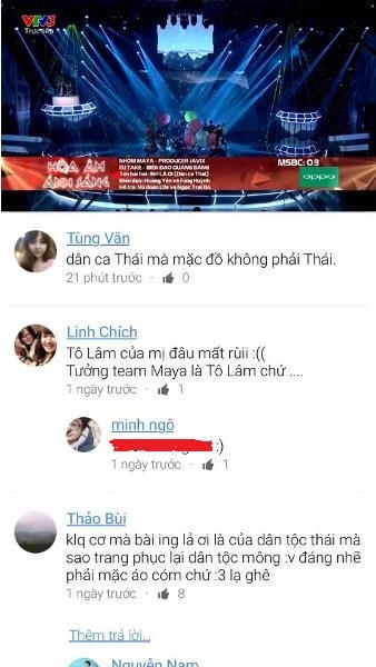 Phản ứng của khán giả về việc "diện nhầm" trang phục Thái sang Hmông. Ảnh: Bảo Yến.