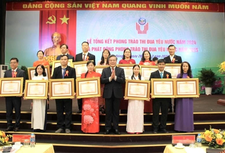 Phó Chủ tịch UBND tỉnh Dương Minh Dũng trao bằng khen của UBND tỉnh cho các cá nhân xuất sắc