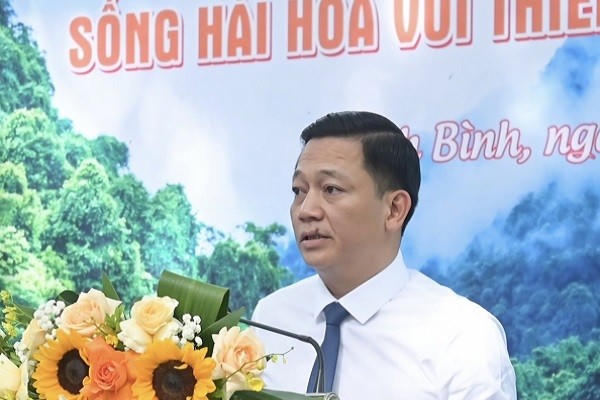Phó Chủ tịch UBND tỉnh Ninh Bình, ông Nguyễn Cao Sơn phát biểu tại buổi lễ.