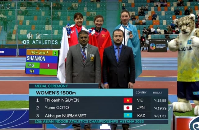 Nguyễn Thị Oanh giành HCV cự ly 1500m điền kinh Châu Á 2023