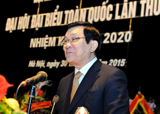 Chủ tịch nước Trương Tấn Sang phát biểu tại Đại hội. Ảnh: Dangcongsan.vn