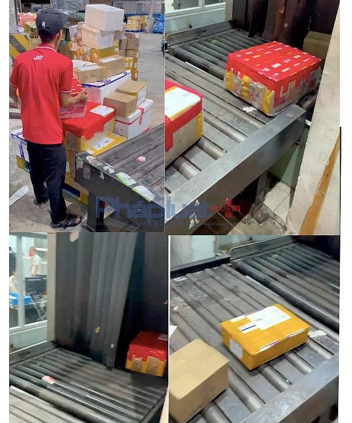 Nhân viên chuyển hàng và đi qua máy soi mà không gặp trở ngại gì.