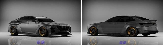 Để có được bộ bodykit thân rộng, chủ xe phải chấp nhận cắt phần vỏ nguyên bản. Phần ốp thân rộng được xưởng độ tự chế tạo và gắn trực tiếp ra ngoài khu vực cắt.