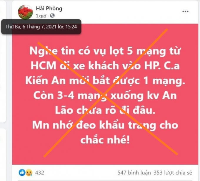 Hình ảnh bài viết trên mạng xã hội.