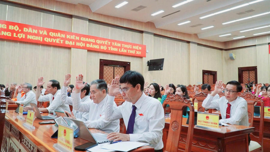 Đại biểu biểu quyết thông qua các Nghị quyết