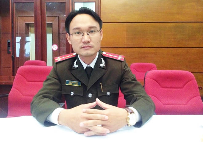 Đại úy Ngô Ngọc Trân. Ảnh: Nguyễn Sương.