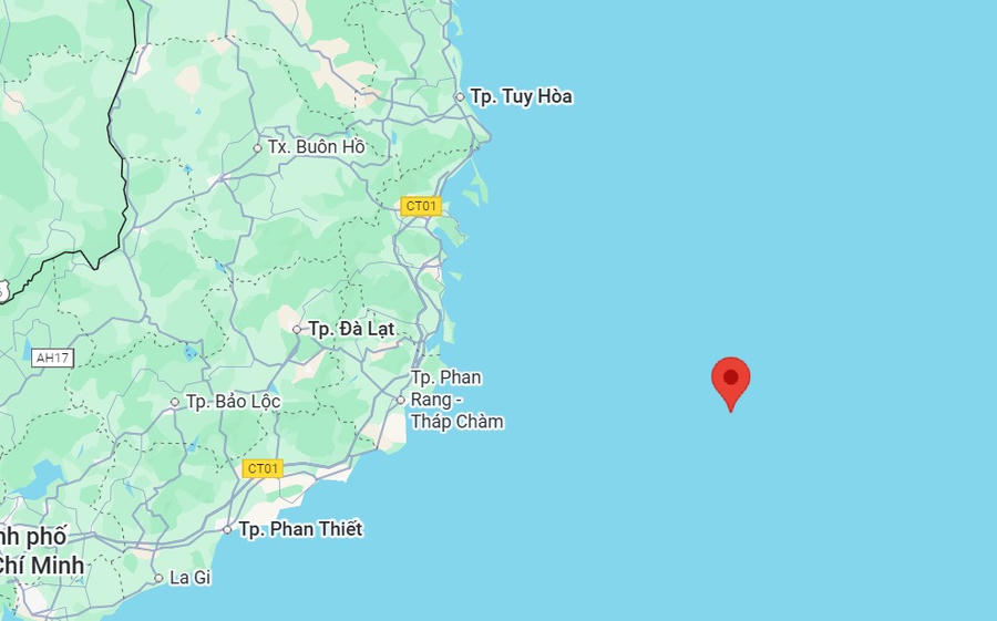 Vị trí tàu PY 90990 TS khi gặp sự cố