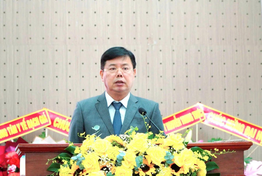 Bí thư Tỉnh ủy An Giang Nguyễn Tiến Hải phát biểu tại đại hội
