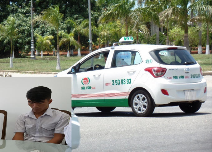 Tài xế hãng taxi Hải Vân Nguyễn Trường Giang (ảnh nhỏ) thừa nhận có hành vi lấy thêm tiền của du khách.