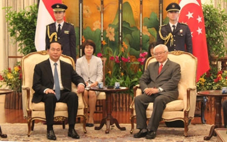 Chủ tịch nước Trần Đại Quang và Tổng thống Singapore Tony Tan Keng Yam.