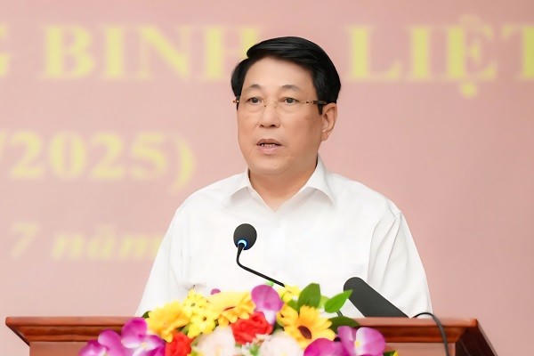 Chủ tịch nước Lương Cường phát biểu tại Trung tâm.