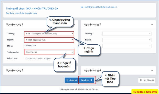 Các bước đăng ký xét tuyển trực tuyến đại học 2016