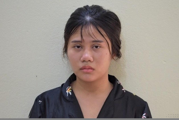 Bị can Nguyễn Thị Hoa tại cơ quan công an