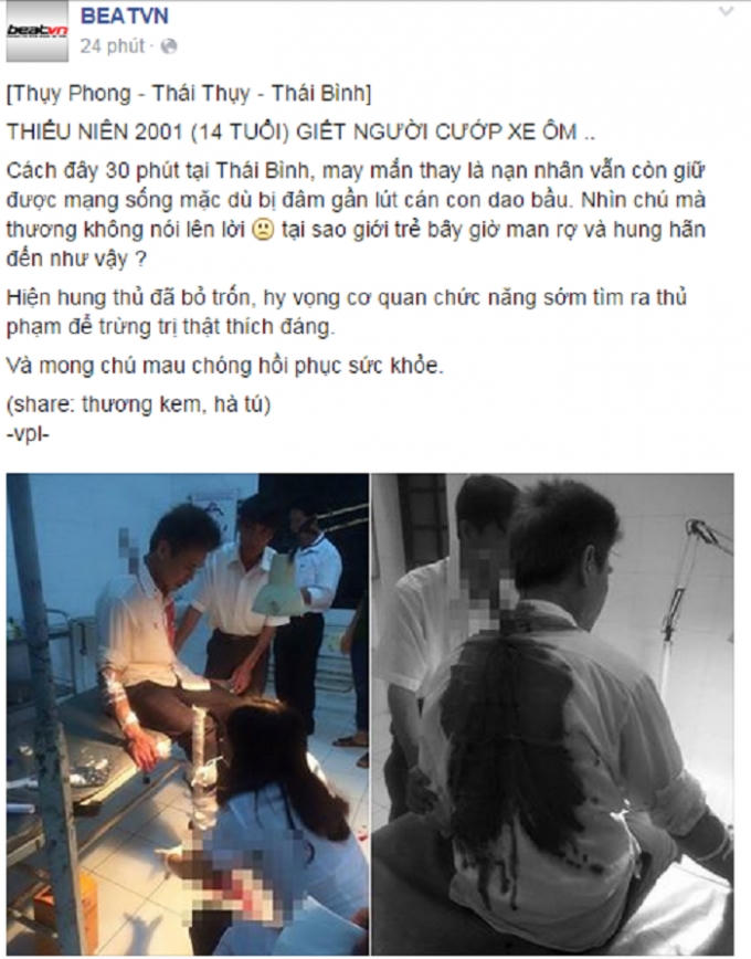 Thông tin ban đầu về vụ việc được chia sẻ trên mạng xã hội Facebook. Nguồn: BEATVN