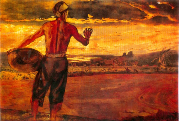 “Bình minh trên nông trang” (1958), của Họa sỹ Nguyễn Đức Nùng