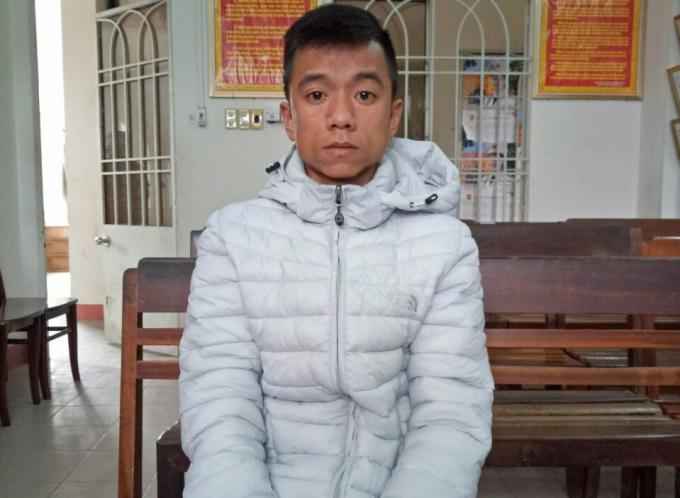 Đối tượng Nguyễn Hữu Nghĩa tại cơ quan công an.