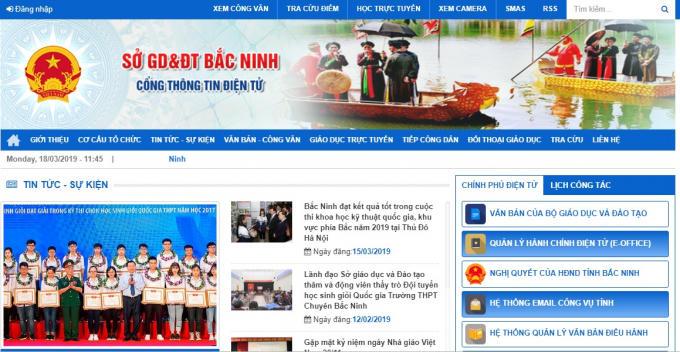 Trên Webside của Sở Giáo dục và Đào tạo Bắc Ninh không hề có thông tin về vụ việc trên.