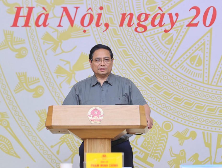 Thủ tướng Phạm Minh Chính phát biểu chỉ đạo tại phiên họp. Ảnh: VGP