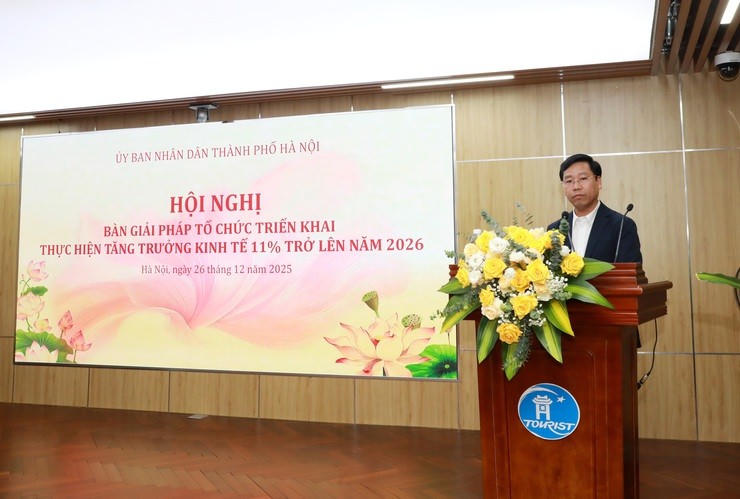 Ông Nguyễn Hoàng, Chủ tịch Hiệp hội Doanh nghiệp công nghiệp hỗ trợ thành phố Hà Nội phát biểu.