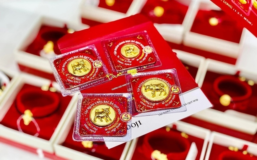 Giá vàng trong nước tiếp tục tăng. Ảnh: DOJI