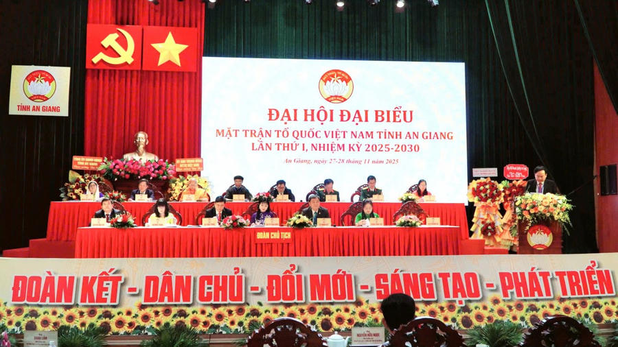 Quang cảnh ngày làm việc thứ nhất Đại hội đại biểu MTTQ Việt Nam tỉnh An Giang lần thứ I, nhiệm kỳ 2025-2030.