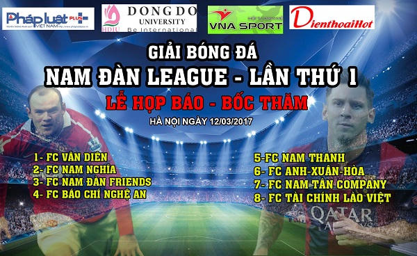 Giải bóng đá Nam Đàn League lần thứ I sẽ có 8 đội tham gia.