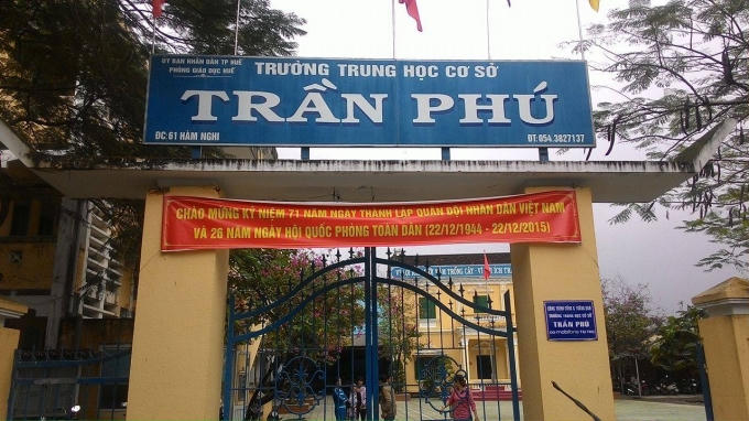 Trường THCS Trần Phú nơi diễn ra sự việc đáng tiếc.